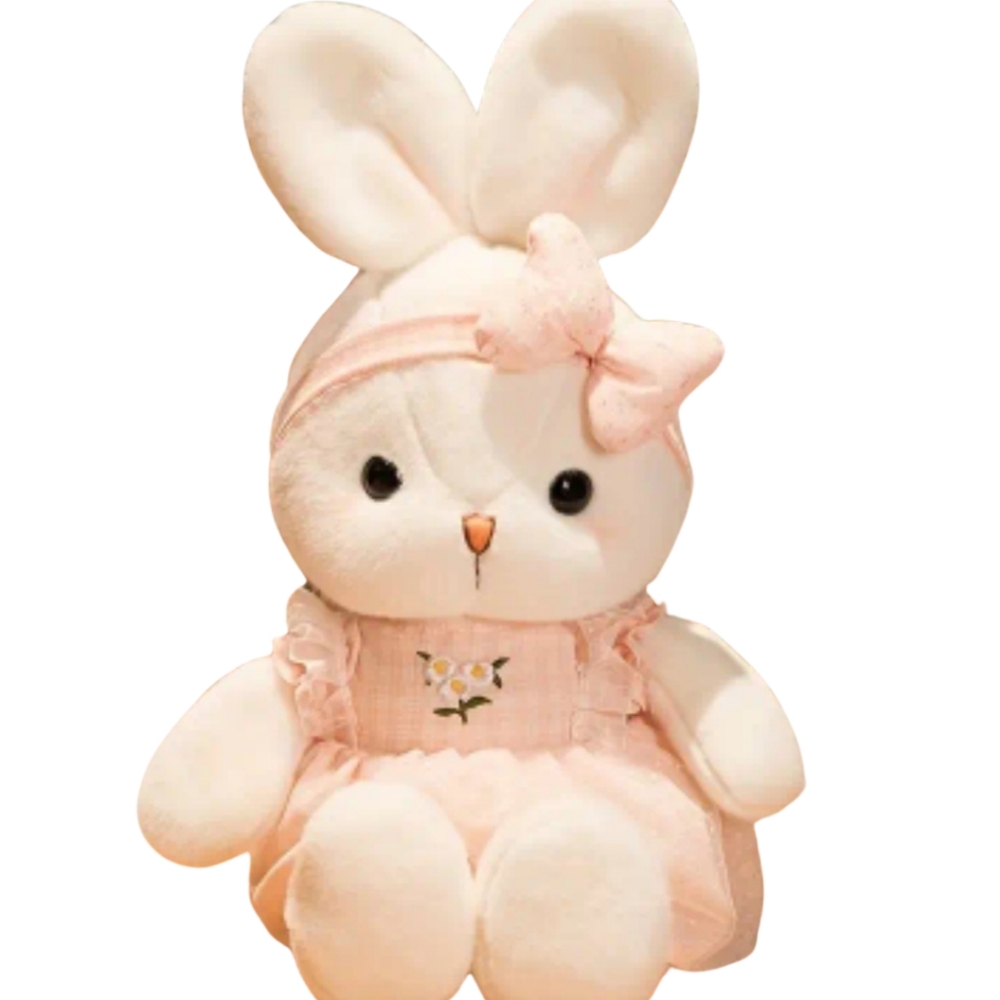 Kawaii White & Pink 15" Plush Easter Bunny